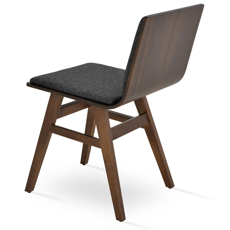 Paco Wood Side Chair, Dark Gray, Walnut