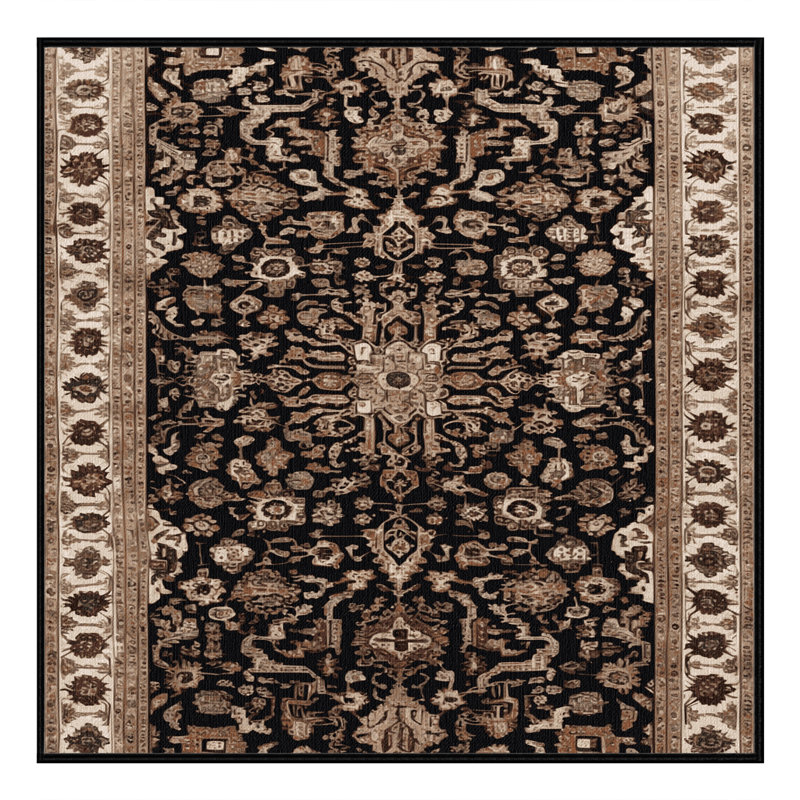 Tapis brun turc lavable à la machine, Carré 6 pi