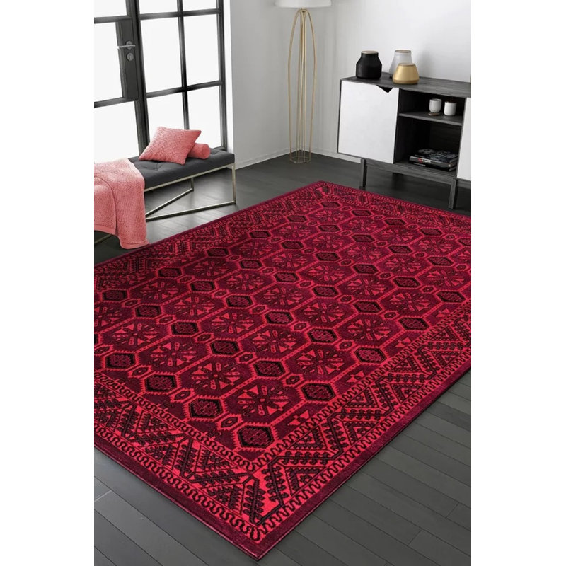 Rectangle Floral Flatweave Area Rug, Red, Rectangle 290cm x200cm