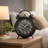 Liny Table Clock, Moving Gear Dial, 16 Inch Black Double Bell Vintage Look-117053472
