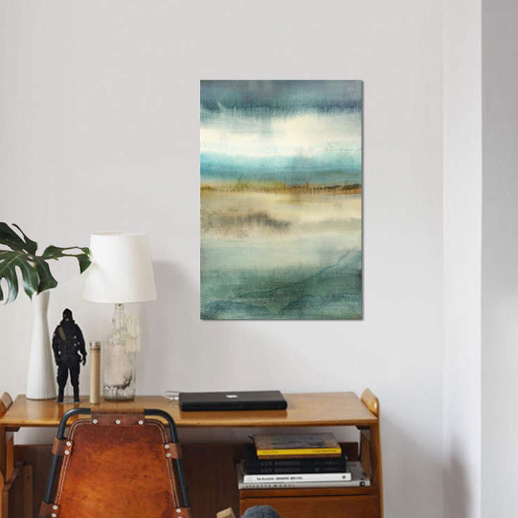« blue rétablissement », reproduction sur toile, H 60 po x l 40po x P 1,5 po, Pas de tapis, Toile tendue