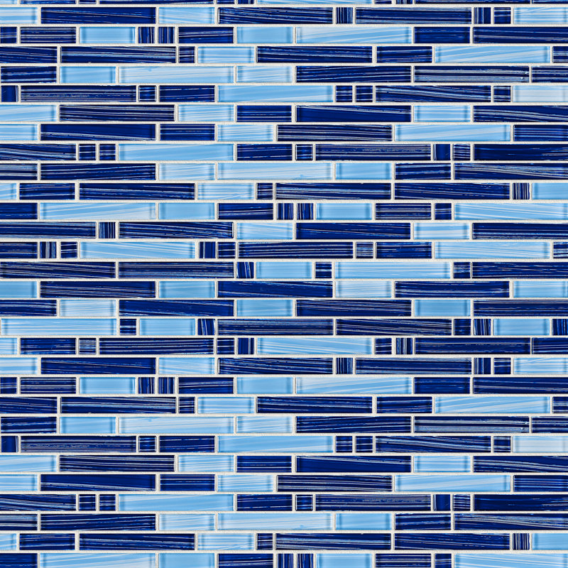 Carreau de mosaïque linéaire en verre naturel, Bleu