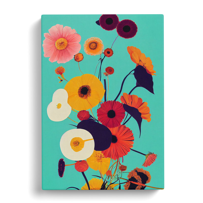 Retro Flowers No.4 - Wrapped Canvas Print, 50cm H x 35cm W x 3cm D