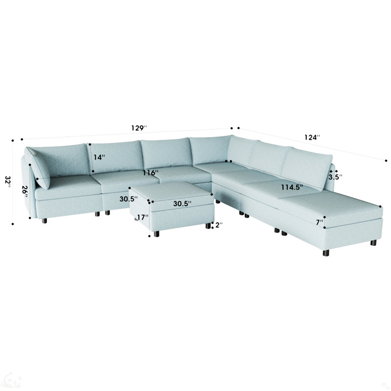 Canapé modulaire, Bleu antique