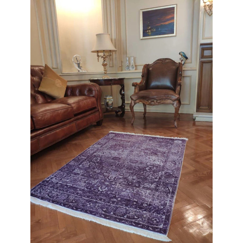 Tapis en coton Landree avec envers antidérapant, Carré 5 pi 3 po