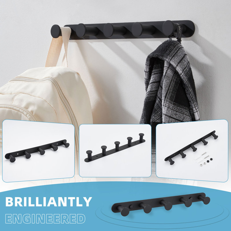 Porte-serviettes en acier inoxydable, Noir mat