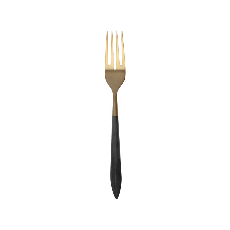 Ares Stainless Steel Serving Fork, Black/Brushed Gold