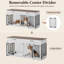 Meuble en bois pour cage de chien avec séparateur renforcé, 2 tiroirs et 2 bols pour chien.-727220910