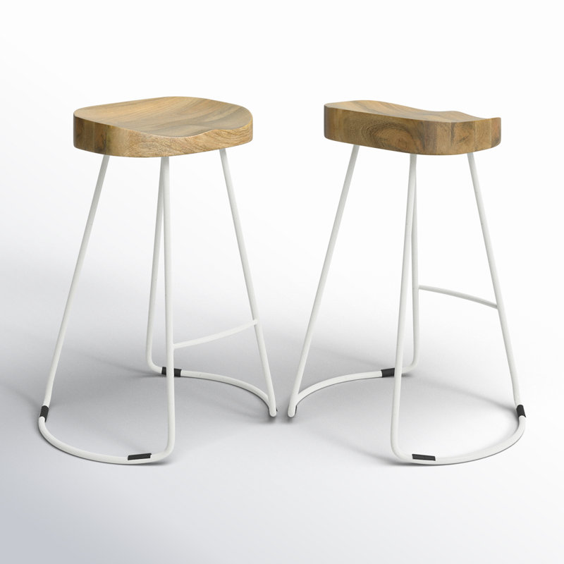Keilia Solid Wood Bar & Counter Stool, Counter Stool (24.25" Seat Height), Natural/White
