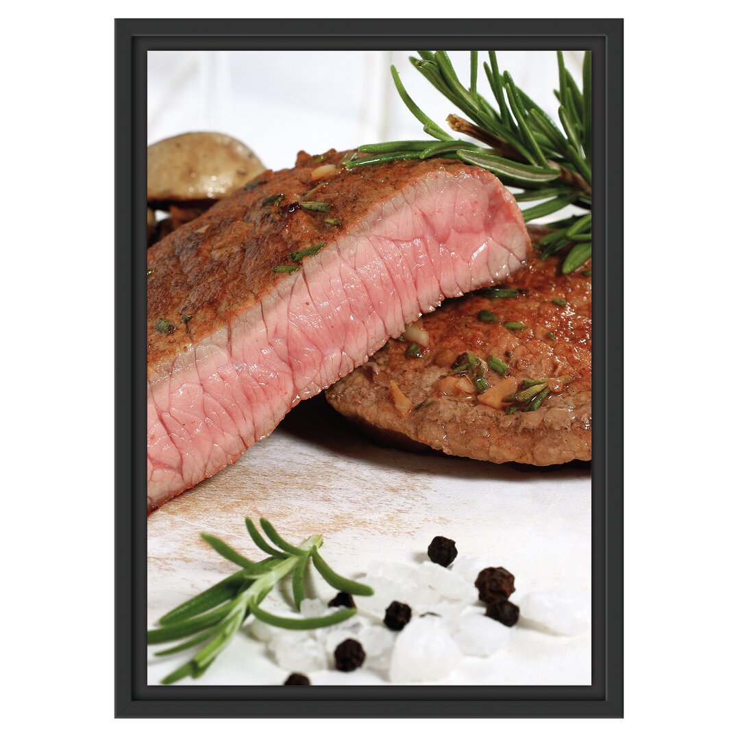 Gerahmtes Wandbild Saftiges Steak Medium