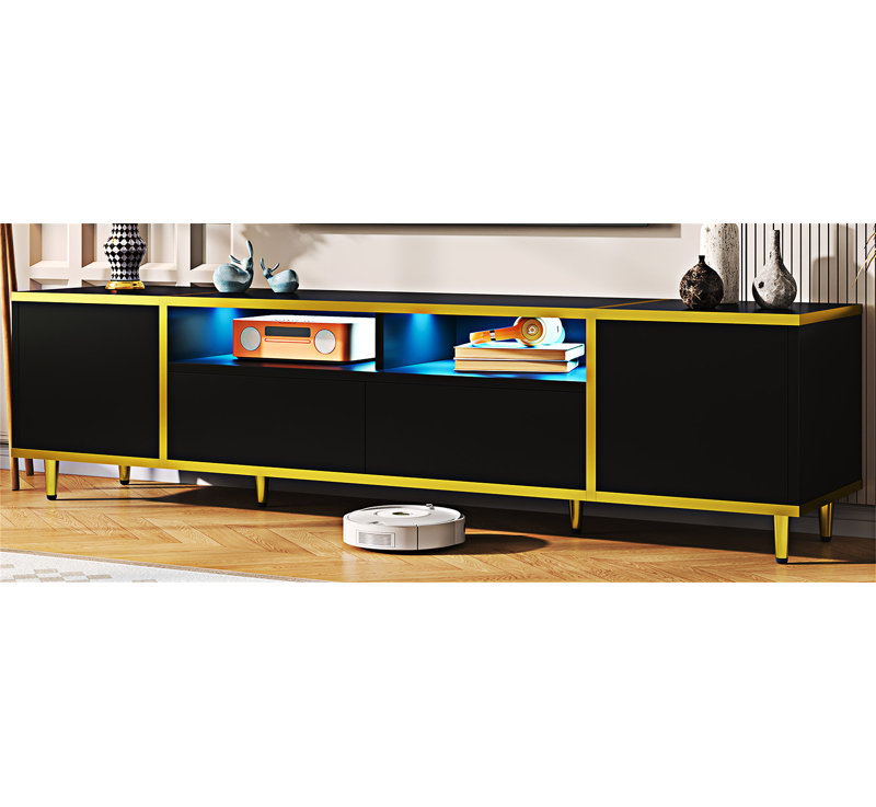 TV Stand Entertainment Center With Storage, Black
