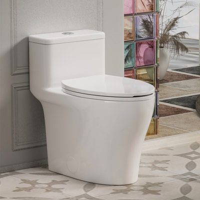 Toilette une pièce avec hauteur de chaise Ada, chasse d'eau à haute efficacité 1000G et double chasse d'eau 0,8 / 1,28 GPP, pour cuvette de toilette moderne de 12 po