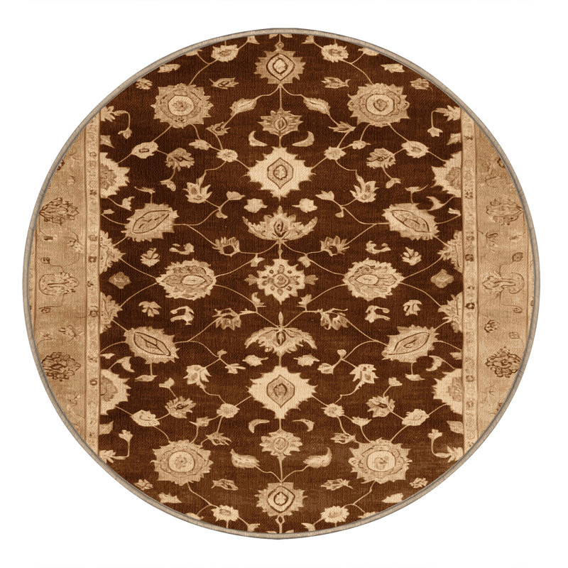 Tapis brun lavable à la machine, Rond 7 pi