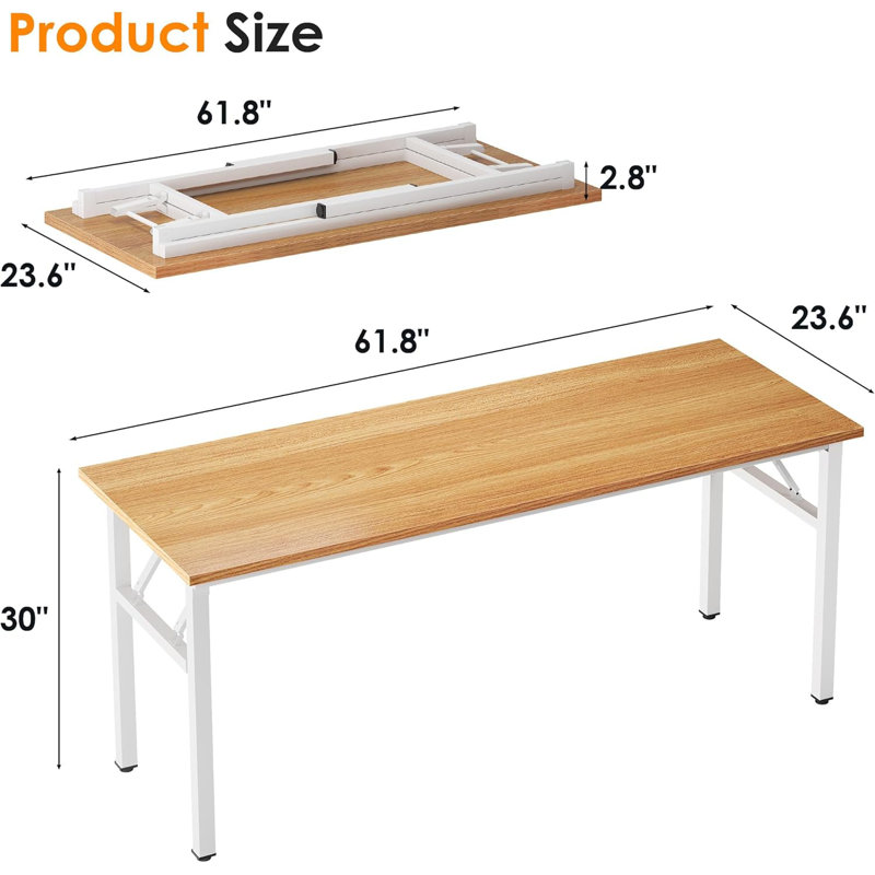 Small Computer Desk Folding Table No Assembly Sturdy Small Writing Desk Folding Desk For Small Spaces, Brown, White