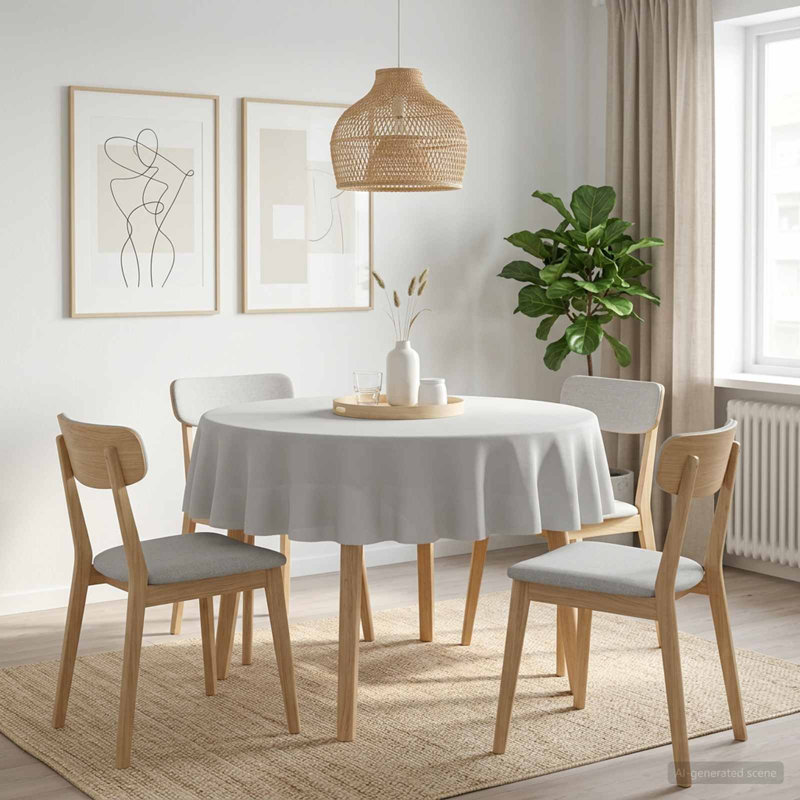  Table Cloth Tablecloth Dining Cover Kitchen Living Room Polyester Decor, White, 5