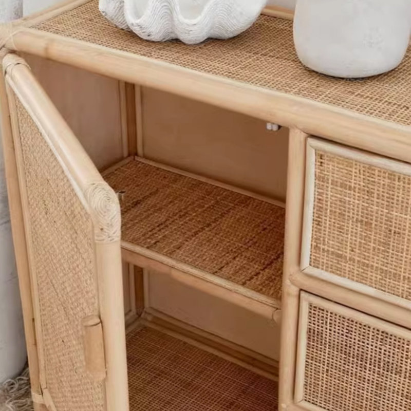 Armoire de véranda rétro en rotin tissé