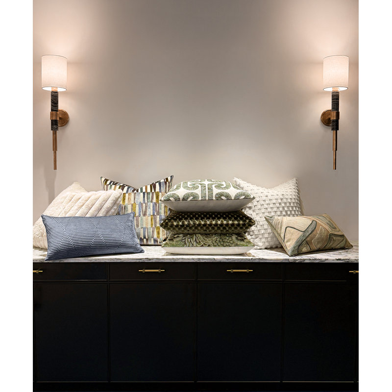 Coussin décoratif Strata, Indigo avec motif géométrique, Carré 20 po