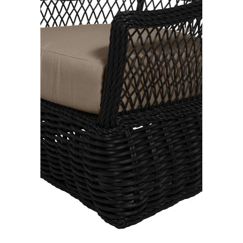 Soho Swivel Glider Chair with Cushions, Dove Sunbrella® Linen, Black, No Welt