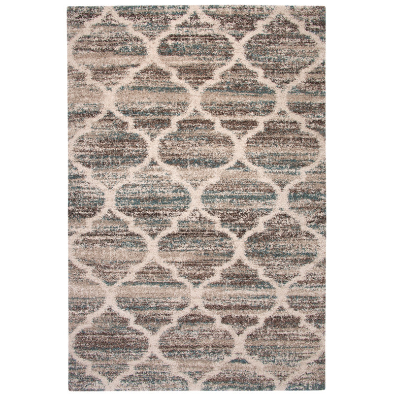 Tapis bleu / brun / brun clair Trellis