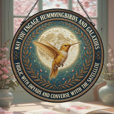 Vitrail lune Colibri panneaux vitrail pour fenêtre