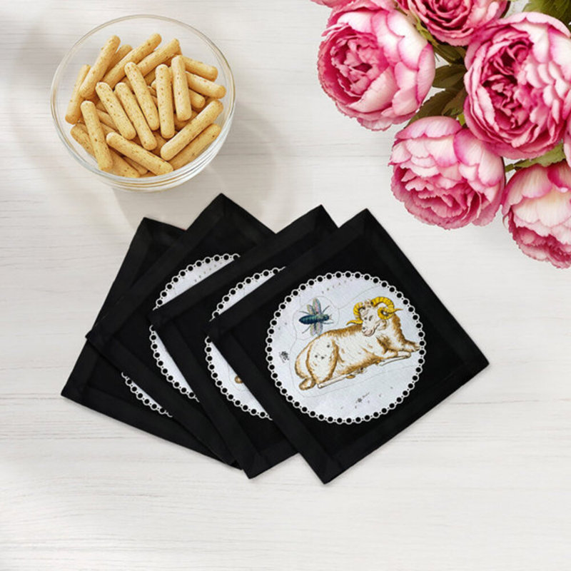 Serviette Zodiac Aries, Noir