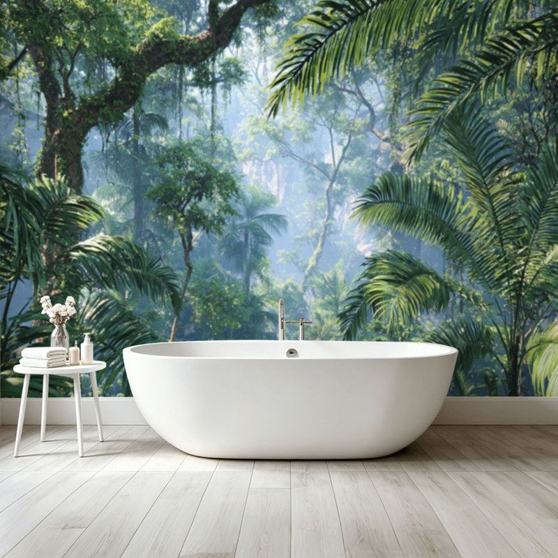 Papier peint adhésif pelez et collez, forêt tropicale humide, adhésif et amovible, 68.88" L x 96" W