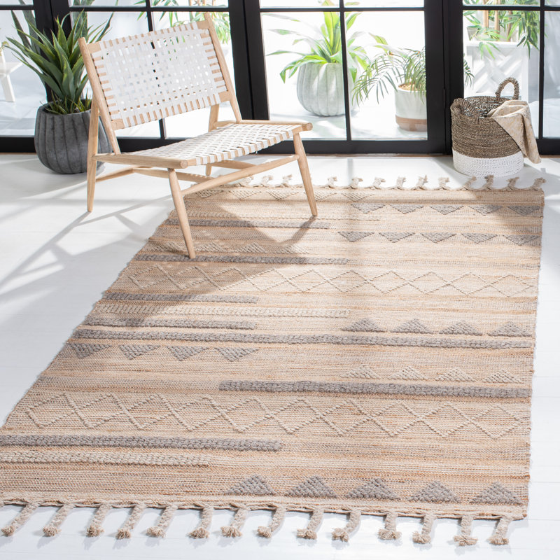 Dalke Southwestern Handmade Flatweave Natural/Beige/Gray Area Rug, Rectangle 6' x 9'