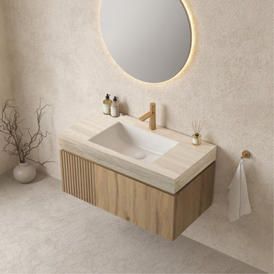 36" White Plywood Cabinet with Double Doors and One Drawer, No Basin and Top, No Faucet and Sink Cover