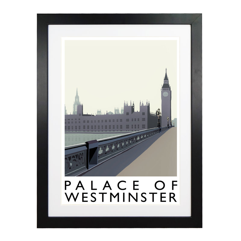 Palace of Westminster 1 Piece Wall Art, 43.5 cm H x 33.5 cm W x 2.2 cm D, Black Wood Frame
