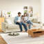 Canapé surdimensionné en velours côtelé de 101 po avec accoudoirs carrés et coussin à ressorts ensachés - beige-689611122
