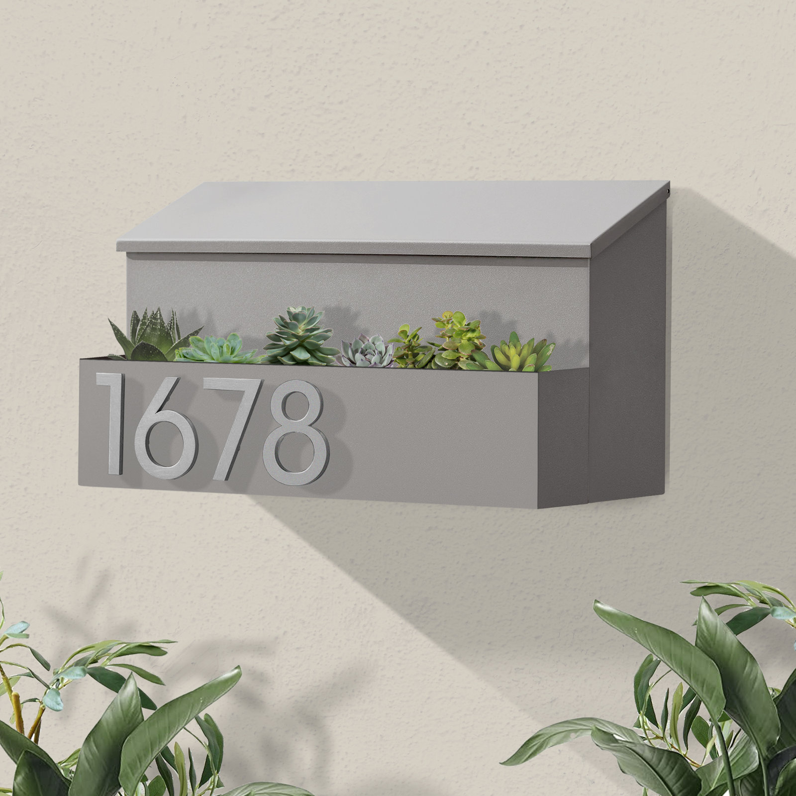 Garden Steel Wall-Mounted Mailbox, Yes, Silver, Gray