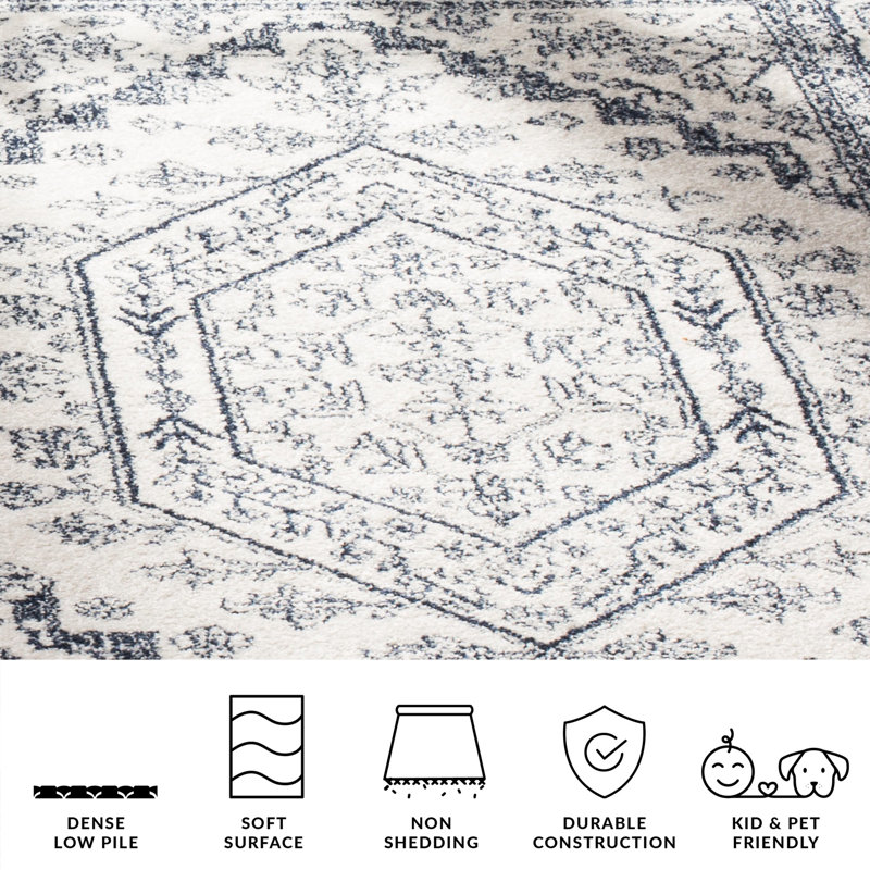 Tapis oriental de couleur sauge / ivoire Arrietty, Grey/Ivory, Rond 6 pi