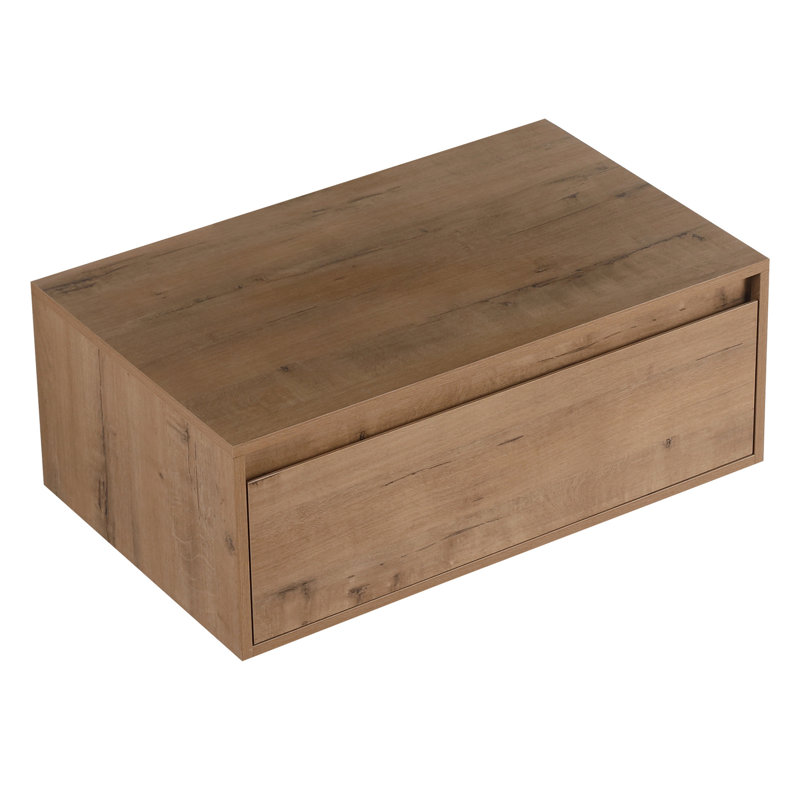 30" Imitative Oak Bathroom Vanity - Soft Close Drawer, Modern Float Mounting Drawer In