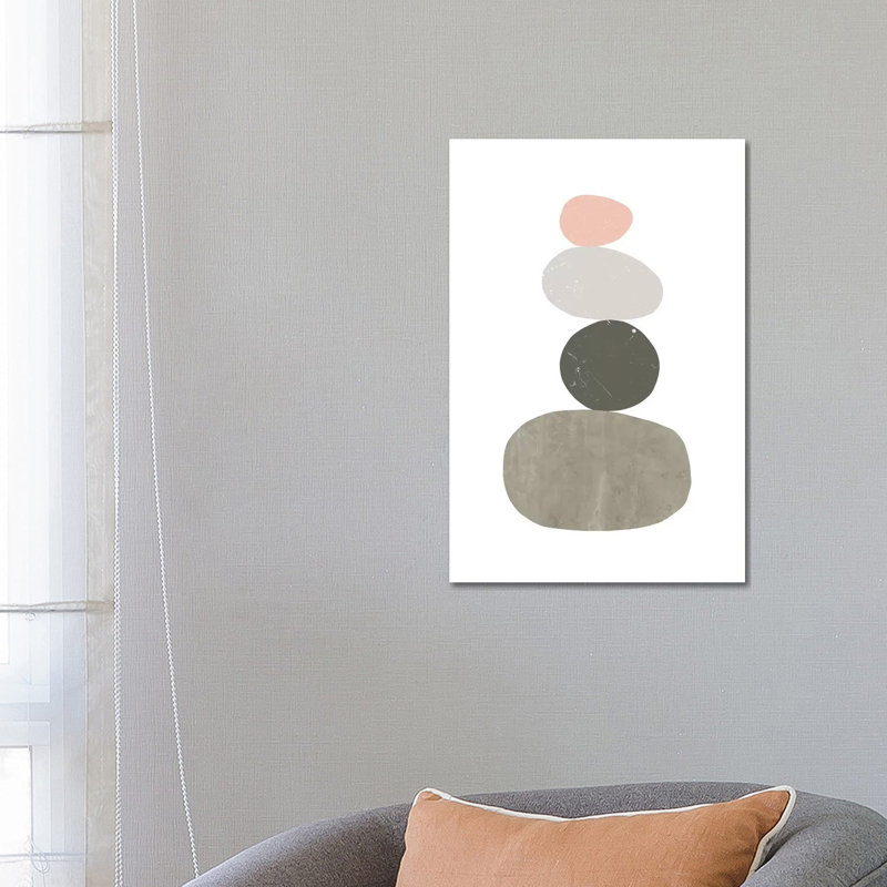 Pebbles I - Painting on Canvas, Wrapped Canvas, 30.48 cm H x 45.72 cm W
