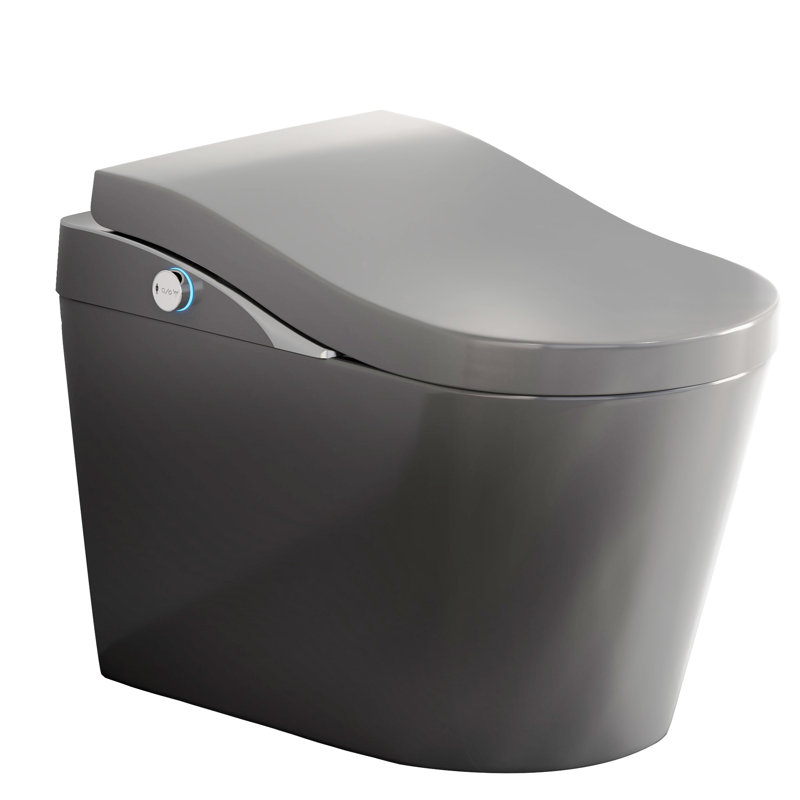 Modern Toilet With Bidet, Automatic Open And Close, Auto Flush, Heated Seat Adjustable Temperature, Warm Water Wash, Nozzle Positions - Grey, Siphonic Jet Flushing Bidet Open/Close, Seat, Foam