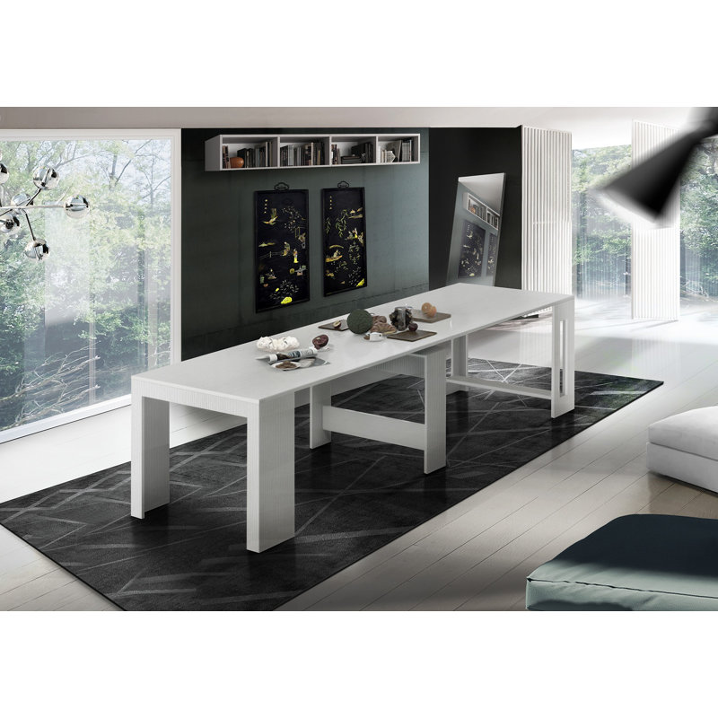 Biagia Extendable Dining Table, Glossy White Lach