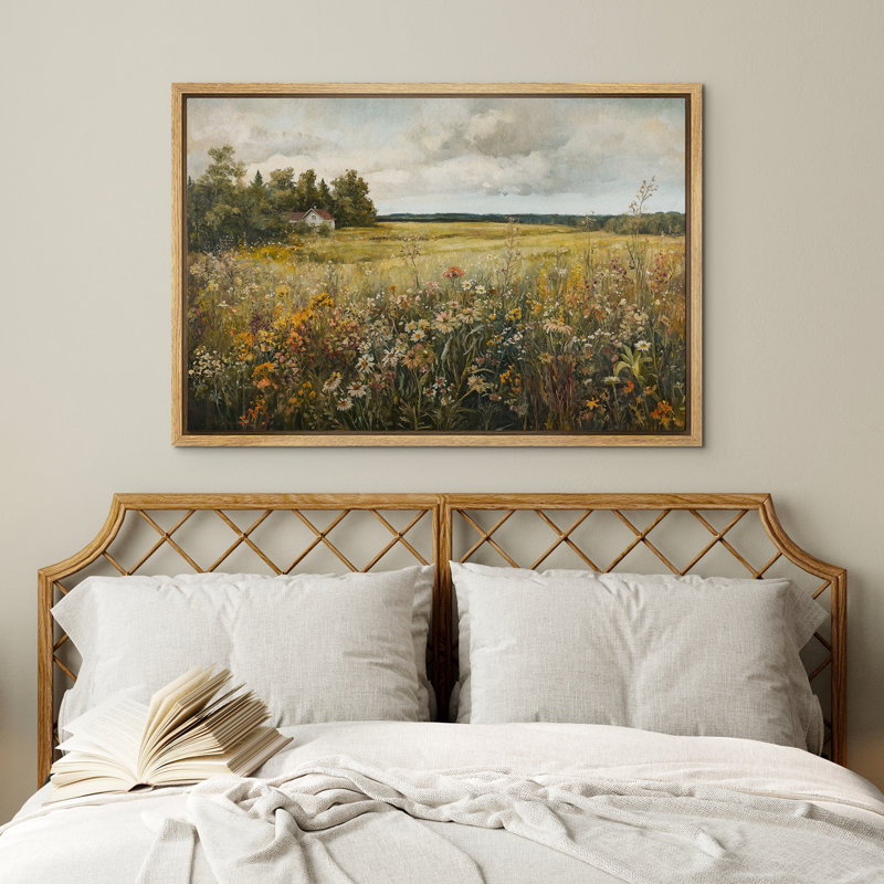 Impression sur toile, "Wild Daisy Flower Country Farm Cabin Decor", H 16 po x l 24 po, Naturel