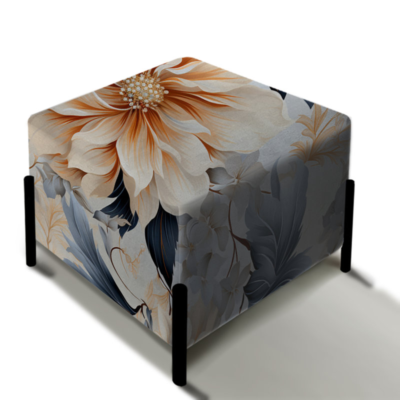 Blanc et bleu contemporain Floral Fusion Collage - repose-pieds carré floral