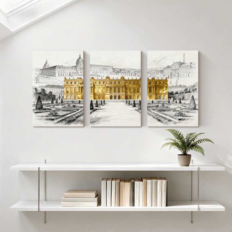 Landmark Building Golden Palace, ensemble de 3 reproductions d'art sur toile, H 30 po x l 60 po