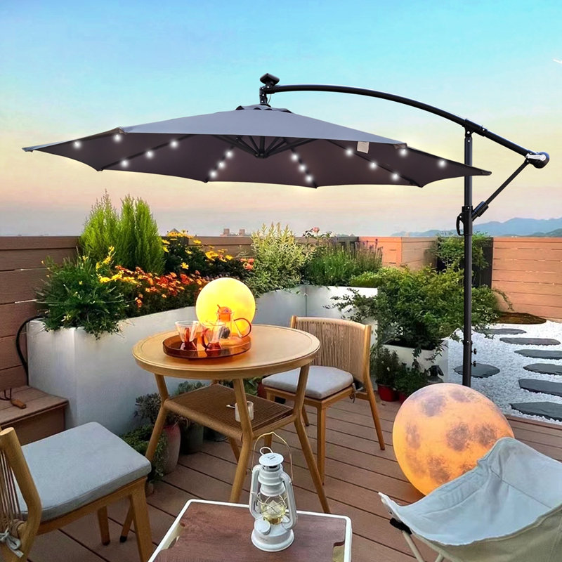 Parasol en porte-à-faux 10 pi Sylvie, gris