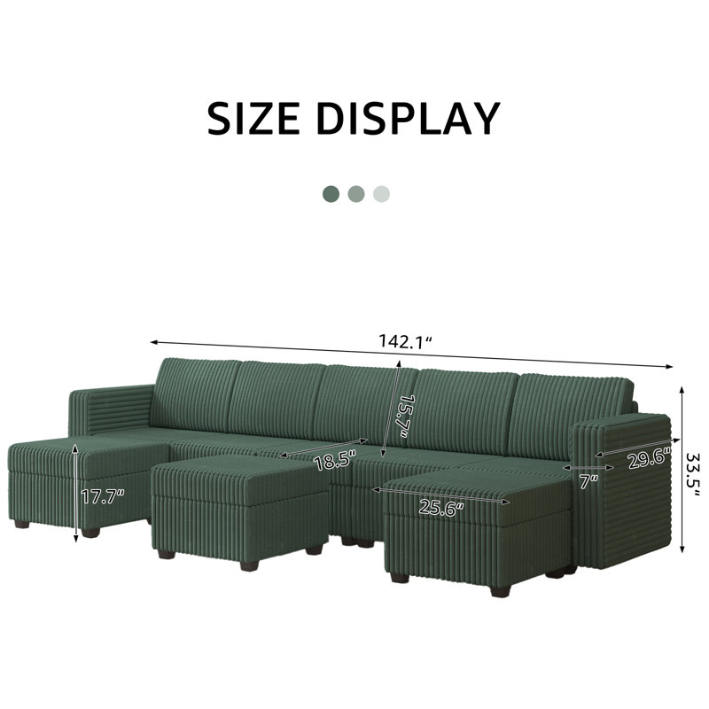 Canapé modulaire 8 pièces Janiera, Vert
