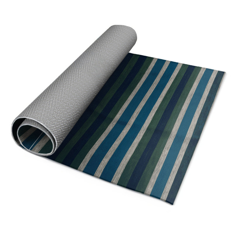 Tapis intérieur / extérieur bleu HorizontalStripes, Rectangulaire 2 pi x 3 pi