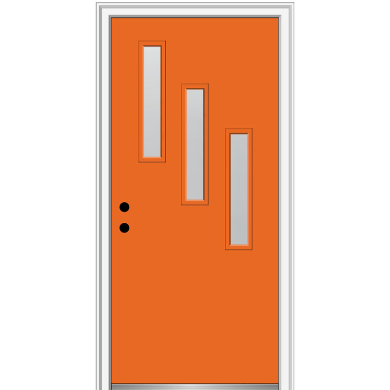 Porte d'entrée avant en fibre de verre Grace, H 80 po x l 36 po x P 1,75 po, Ouverture vers la gauche, Noir, noir, noir, noir