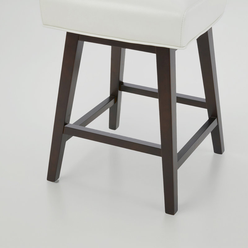 Elora Swivel Counter & Bar Stool, White Pebbled Faux Leather, Counter Stool (26" Seat Height)