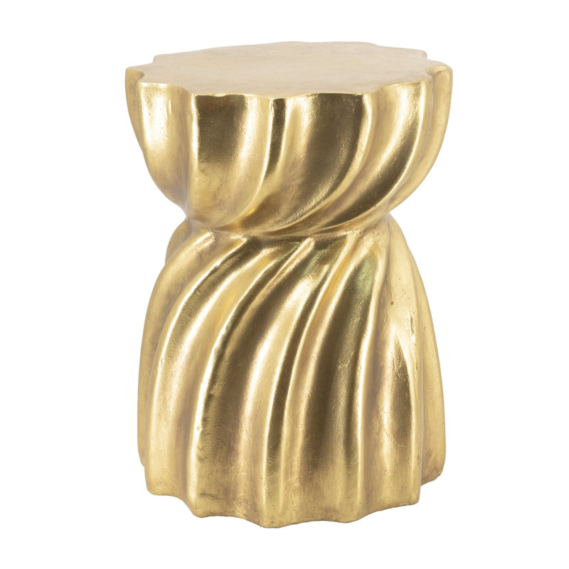 Gold Magnesium Stool With Swirl - Shaped Design, Suitable For Home Decoration And Seating 14X14x18.7 Inches Finish Accent Stool, Various Decor Needs