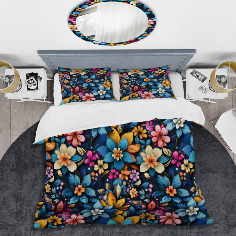 Moroccan Delight Floral Intrigue - Ensemble de housse de couette floral, Housse de couette pour très grand lit et 2 très