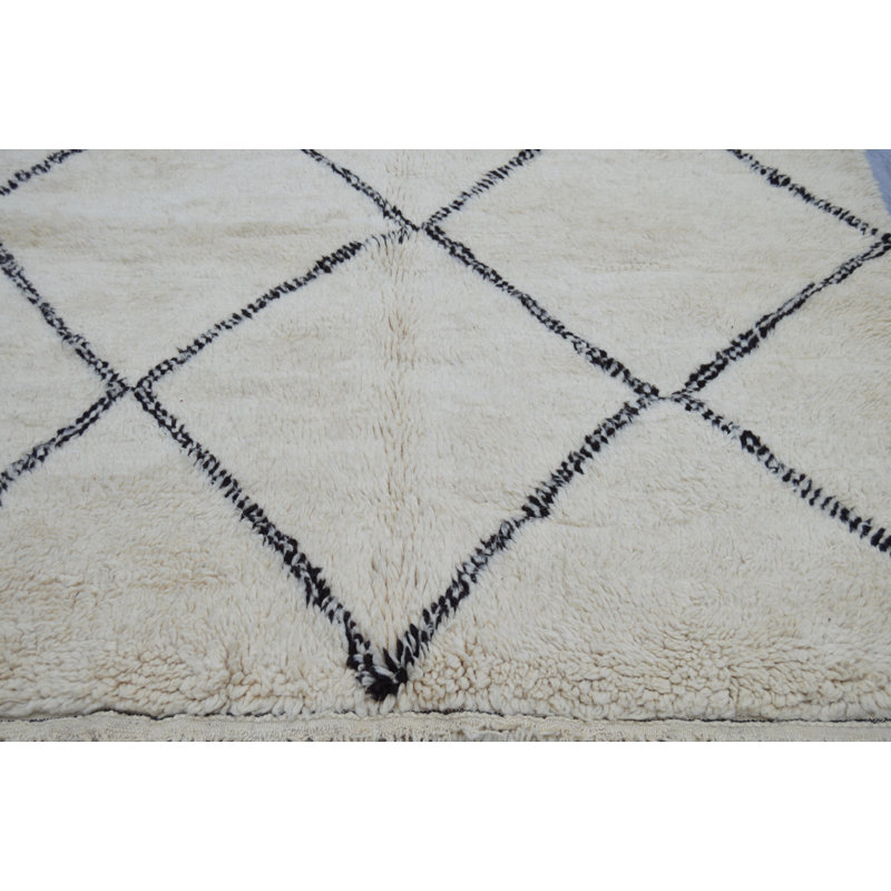 Tapis noir / beige / brun clair unique des années 1990 de 5 pi 5 po x 6 pi 6 po