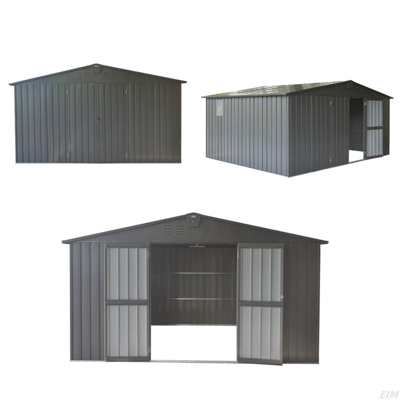 Backyard Storage Shed, With Galvanized Steel Frame & Windows, Outdoor Garden Shed Metal Utility Tool Storage Room With Lockable Door For Patio
