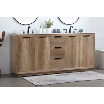 Broadlands 72'' Double Bathroom Vanity with Engineered Marble Top