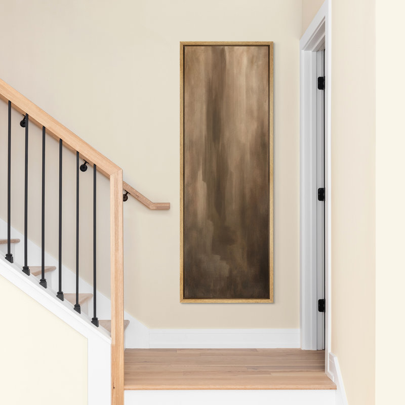 «Warm Minimalist sépia», art mural vertical sur toile encadrée, H 60 po x l 20 po, Naturel